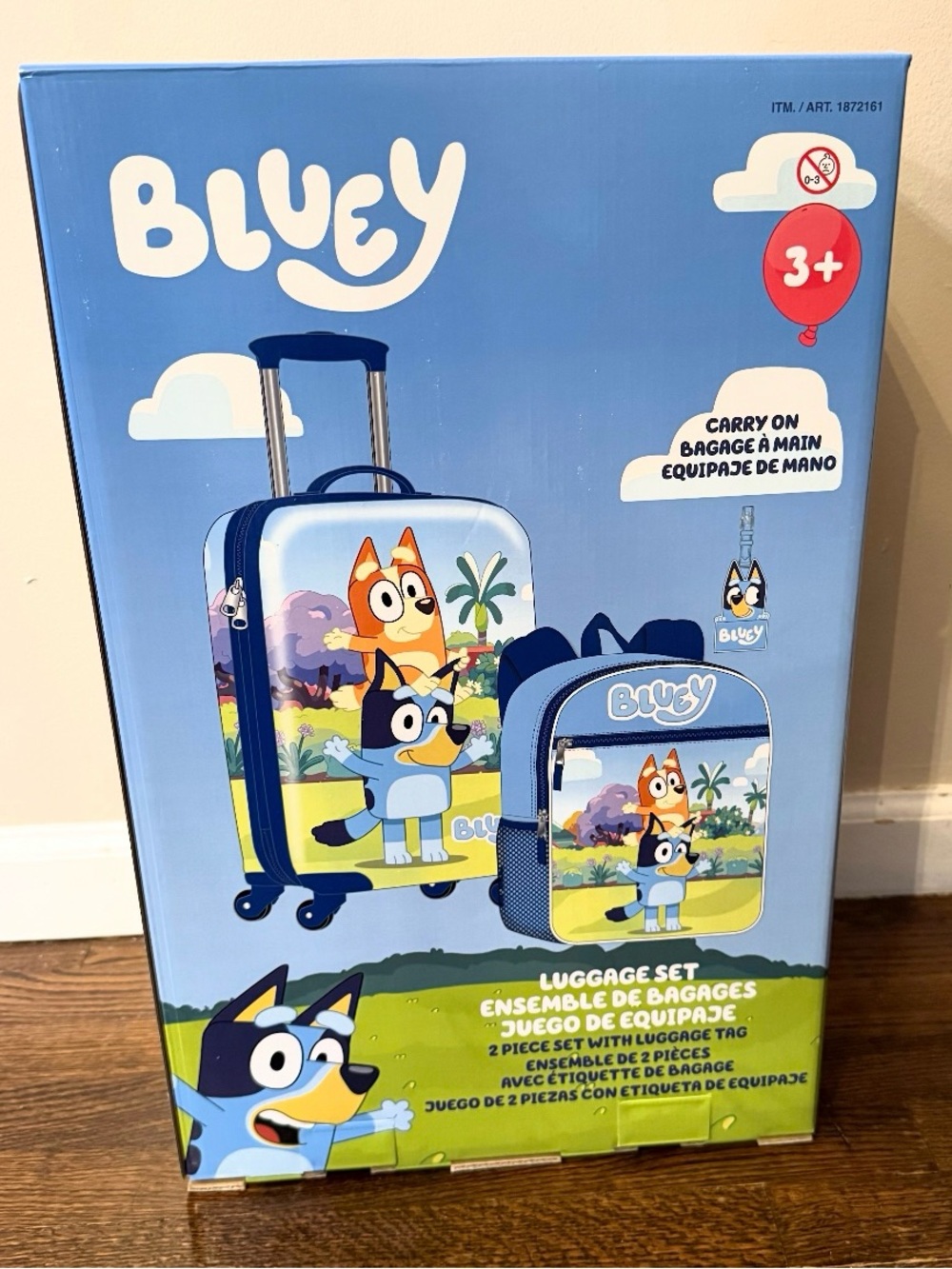 BLUEY LUGGAGE SET 2 PIECE SET WITH LUGGAGE TAG CARRY ON AND BACKPACK NEW